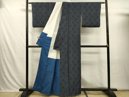 平和屋着物■上質な紬　幾何学文　正絹　逸品　DABI3576ya