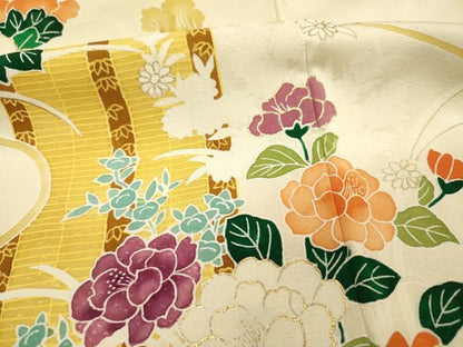 平和屋着物■訪問着　草花文　御簾　金彩　正絹　逸品　DABI3579ya
