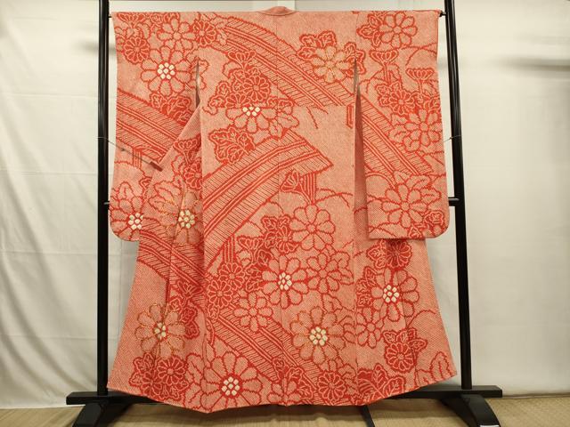 平和屋着物■豪華振袖　総絞り　駒刺繍　渡橋風景花文　正絹　逸品　DABI3580ya