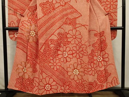 平和屋着物■豪華振袖　総絞り　駒刺繍　渡橋風景花文　正絹　逸品　DABI3580ya
