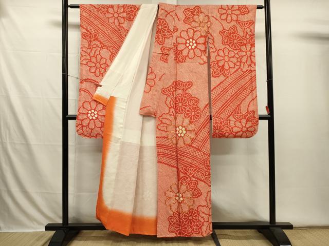 平和屋着物■豪華振袖　総絞り　駒刺繍　渡橋風景花文　正絹　逸品　DABI3580ya