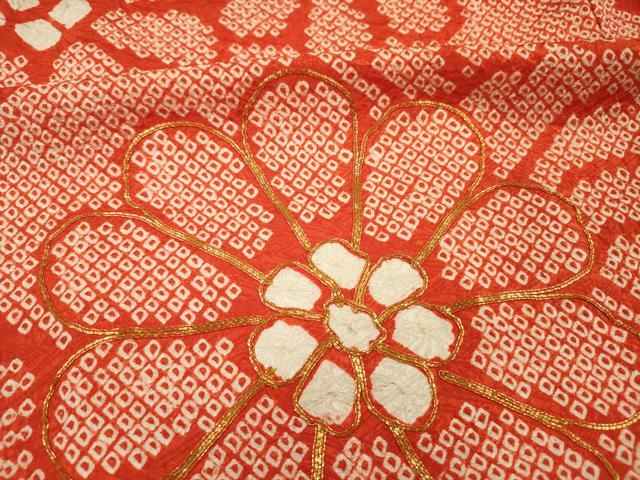 平和屋着物■豪華振袖　総絞り　駒刺繍　渡橋風景花文　正絹　逸品　DABI3580ya