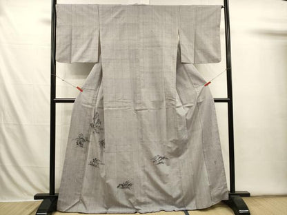 平和屋着物■色留訪問着　作家物　紬地　手描き　風景文　正絹　逸品　DABI3581ya