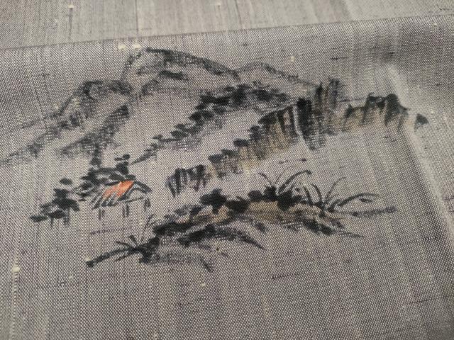 平和屋着物■色留訪問着　作家物　紬地　手描き　風景文　正絹　逸品　DABI3581ya