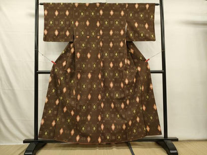 平和屋着物■上質な紬　抽象花文　正絹　逸品　DABI3584ya