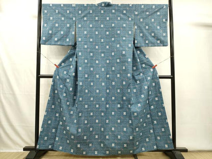 平和屋着物■上質な紬　格子花文　正絹　逸品　DABI3588ya