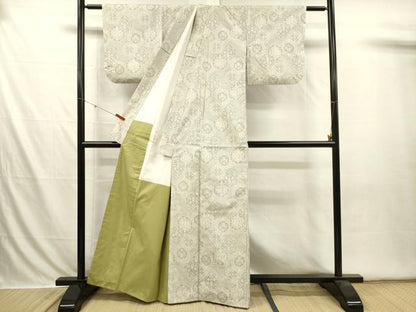 平和屋着物■上質な紬　花絵皿文　正絹　逸品　DABI3591ya