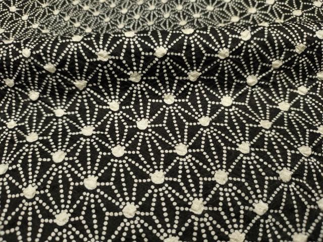 平和屋着物■上質な小紋　総絞り　麻の葉文様　黒地　正絹　逸品　DABI3594ya