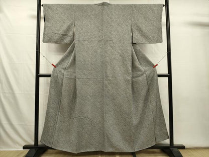 平和屋着物■大変加工の良い総絞り小紋　黒地　正絹　逸品　DABI3595ya