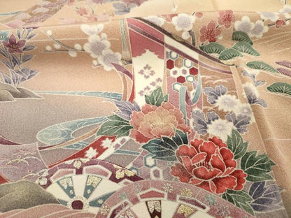 平和屋着物■訪問着　御所車花文　暈し染め　金彩　正絹　逸品　DABI3596ya