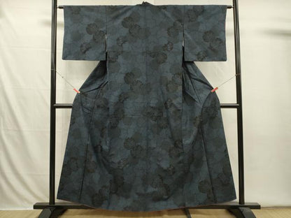 平和屋着物■塩沢紬　雪輪花文　正絹　逸品　DABI3599ya