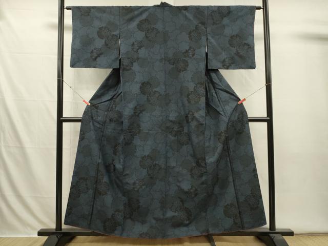 平和屋着物■塩沢紬　雪輪花文　正絹　逸品　DABI3599ya