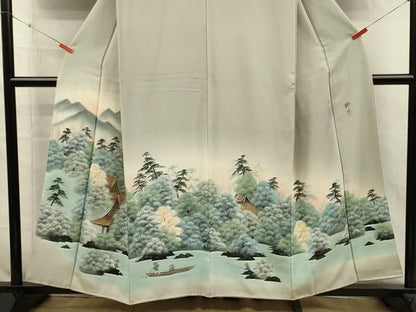 平和屋着物■豪華色留袖　作家物　手描き　風景人物文　暈し染め　金糸　正絹　逸品　DABI3601ya