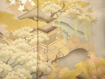 平和屋着物■豪華色留袖　風景花松文　暈し染め　金彩　正絹　逸品　DABI3606ya