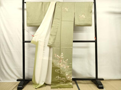 平和屋着物■訪問着　扇面花文　松竹梅　暈し染め　金彩　正絹　逸品　DABI3608ya