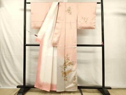 平和屋着物■訪問着　渡橋花文　暈し染め　金彩　正絹　逸品　DABI3611ya