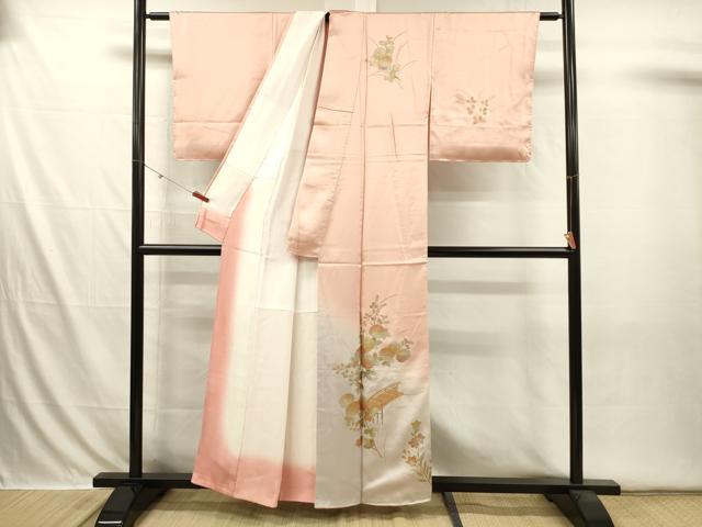 平和屋着物■訪問着　渡橋花文　暈し染め　金彩　正絹　逸品　DABI3611ya
