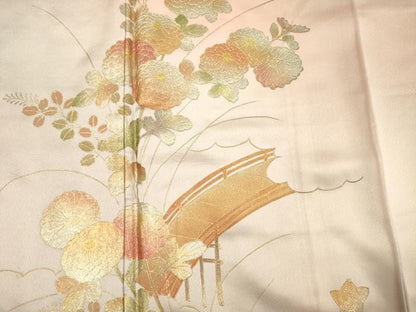 平和屋着物■訪問着　渡橋花文　暈し染め　金彩　正絹　逸品　DABI3611ya