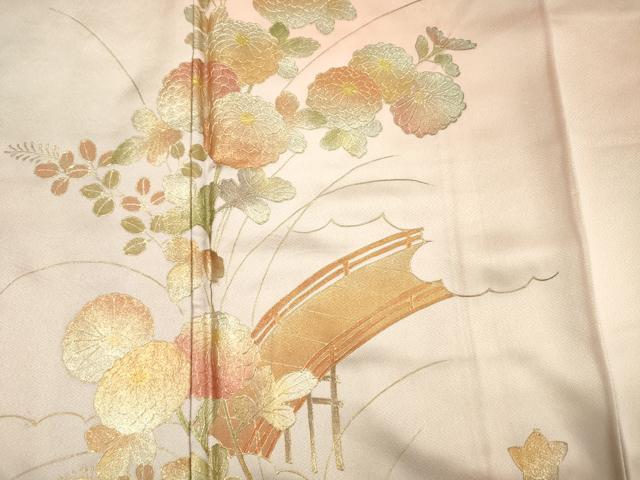 平和屋着物■訪問着　渡橋花文　暈し染め　金彩　正絹　逸品　DABI3611ya