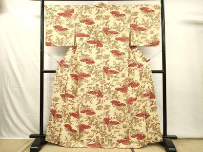 平和屋着物■上質な小紋　雲取り鳳凰花文　正絹　逸品　DABI3614ya