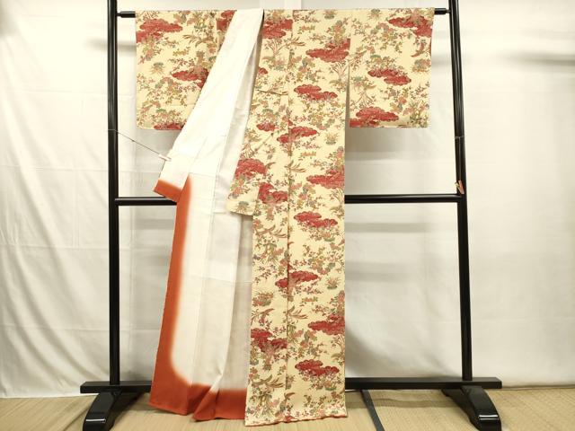 平和屋着物■上質な小紋　雲取り鳳凰花文　正絹　逸品　DABI3614ya