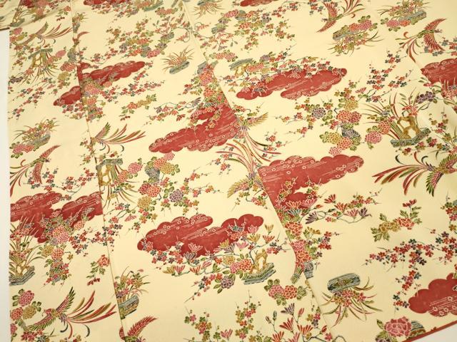 平和屋着物■上質な小紋　雲取り鳳凰花文　正絹　逸品　DABI3614ya