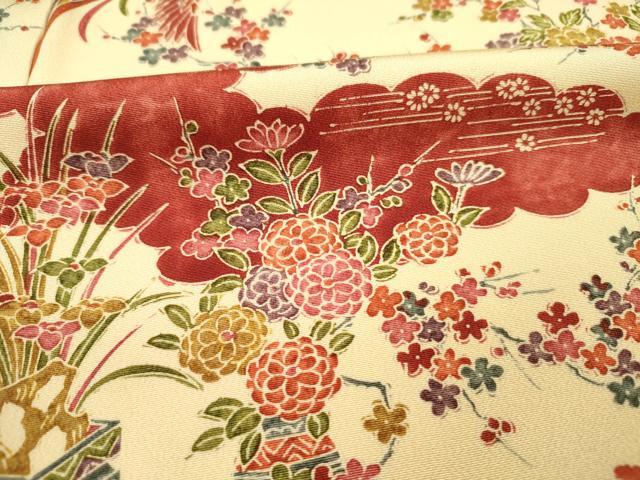平和屋着物■上質な小紋　雲取り鳳凰花文　正絹　逸品　DABI3614ya
