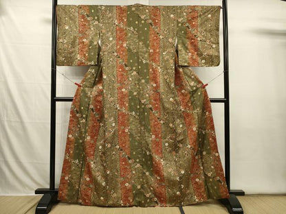 平和屋着物■上質な小紋　舞花花鳥間道　宝尽くし　金彩　正絹　逸品　DABI3615ya