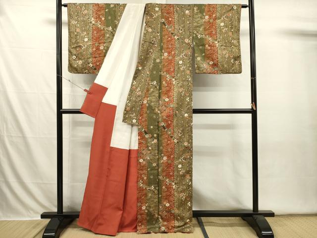 平和屋着物■上質な小紋　舞花花鳥間道　宝尽くし　金彩　正絹　逸品　DABI3615ya