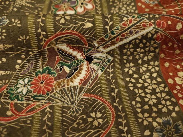 平和屋着物■上質な小紋　舞花花鳥間道　宝尽くし　金彩　正絹　逸品　DABI3615ya