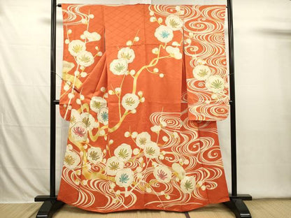 平和屋着物■豪華振袖　駒刺繍　枝梅文　金銀彩　正絹　逸品　DABI3618ya