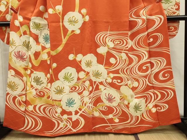 平和屋着物■豪華振袖　駒刺繍　枝梅文　金銀彩　正絹　逸品　DABI3618ya