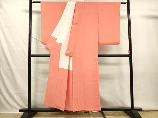 平和屋着物■上質な色無地　甚三紅色　正絹　逸品　DABI3621ya