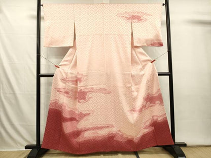 平和屋着物■訪問着　松皮菱更紗花唐草文　暈し染め　正絹　逸品　DABI3622ya