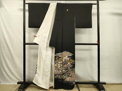 平和屋着物■豪華黒留袖　友禅　作家物　風景花文　松竹梅　正絹　逸品　DABI3623ya