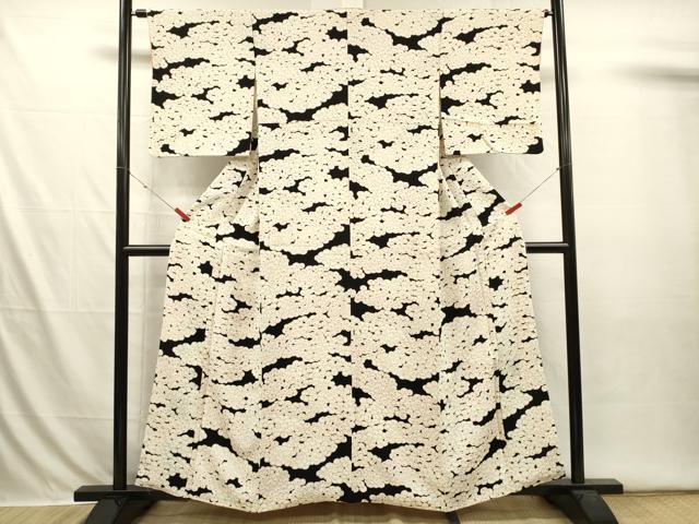 平和屋着物■上質な小紋　光琳菊　黒留　正絹　逸品　DABI3626ya