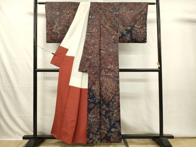 平和屋着物■訪問着　紬地　花鳥文　暈し染め　正絹　逸品　DABI3640ya