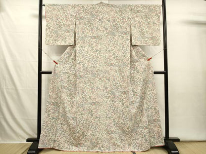 平和屋着物■上質な小紋　花鳥文　金彩　正絹　逸品　DABI3642ya