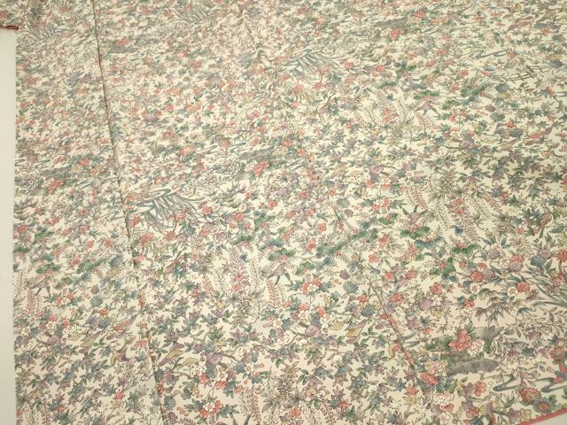 平和屋着物■上質な小紋　花鳥文　金彩　正絹　逸品　DABI3642ya