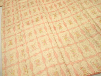 平和屋着物■上質な小紋　絞り　変わり格子　正絹　逸品　DABI3643ya