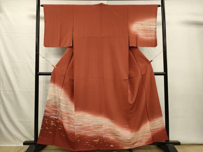平和屋着物■訪問着　霞文　暈し染め　金彩　正絹　逸品　未使用　DABI3645ya