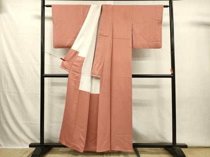平和屋着物■本草木染作家　瑞寶　色無地　霞地紋　曙色　正絹　逸品　DABI3646ya