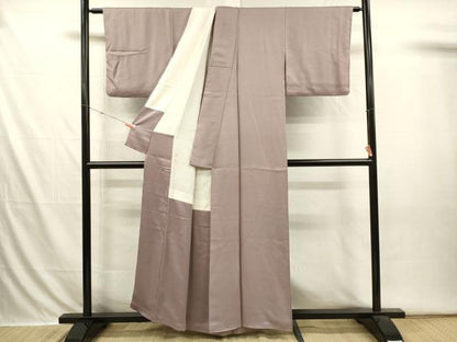 平和屋着物■上質な色無地　唐草地紋　枯野色　正絹　逸品　DABI3647ya