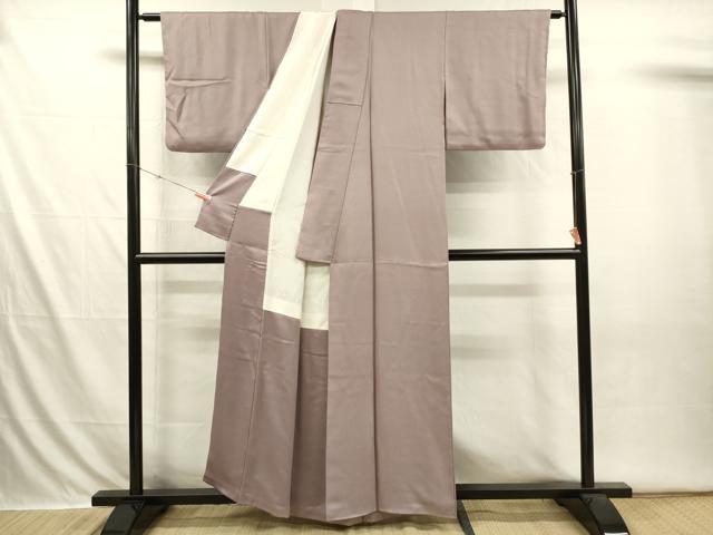平和屋着物■上質な色無地　唐草地紋　枯野色　正絹　逸品　DABI3647ya