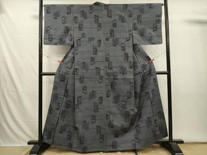 平和屋着物■上質な紬　短冊花文　正絹　逸品　未使用　DABI3649ya