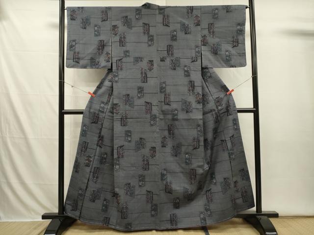 平和屋着物■上質な紬　短冊花文　正絹　逸品　未使用　DABI3649ya