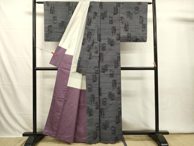 平和屋着物■上質な紬　短冊花文　正絹　逸品　未使用　DABI3649ya
