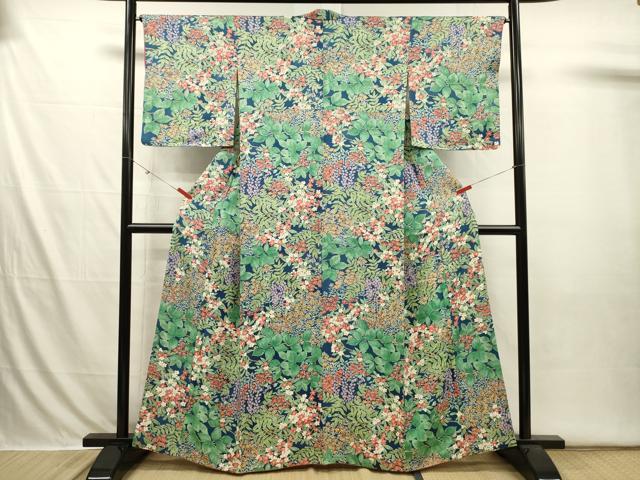 平和屋着物■上質な小紋　草花文　正絹　逸品　DABI3654ya