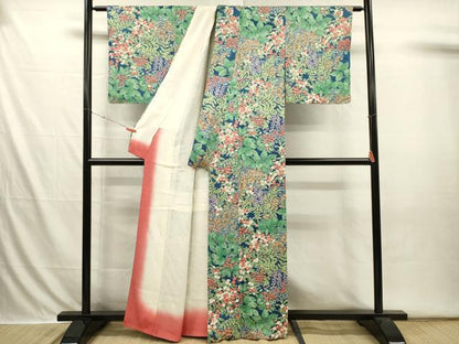 平和屋着物■上質な小紋　草花文　正絹　逸品　DABI3654ya