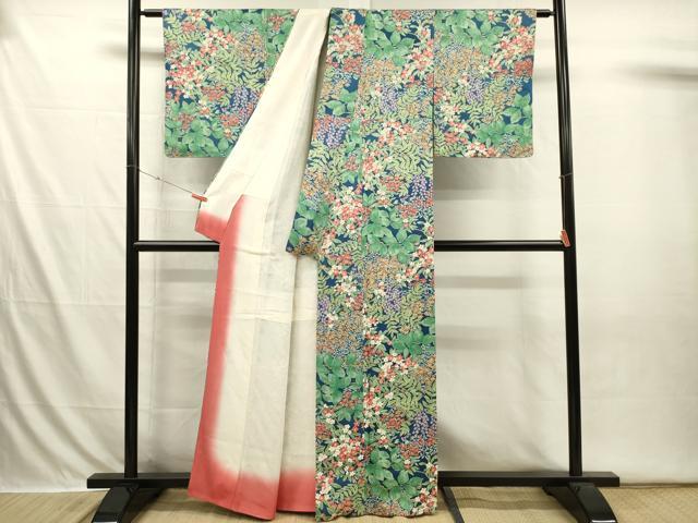 平和屋着物■上質な小紋　草花文　正絹　逸品　DABI3654ya